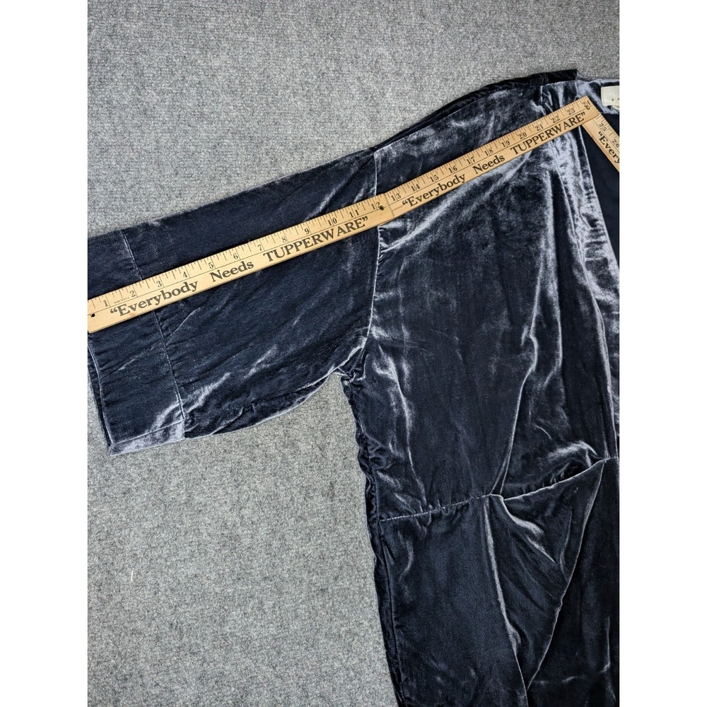Anthropologie Women's Size XS Esme Blue Velvet Open Kimono Oversized Cardigan - Picture 8 of 11